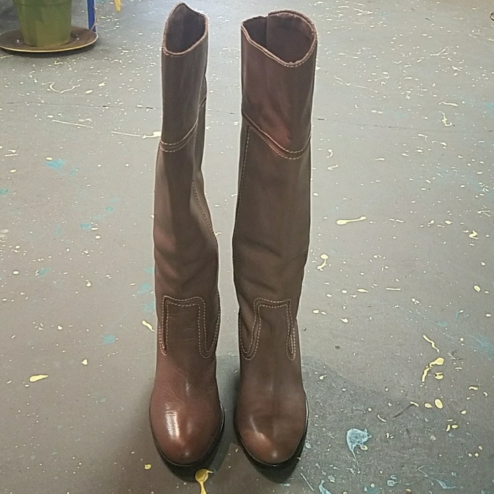 Lucky Brand Elena brown leather cowboy boots